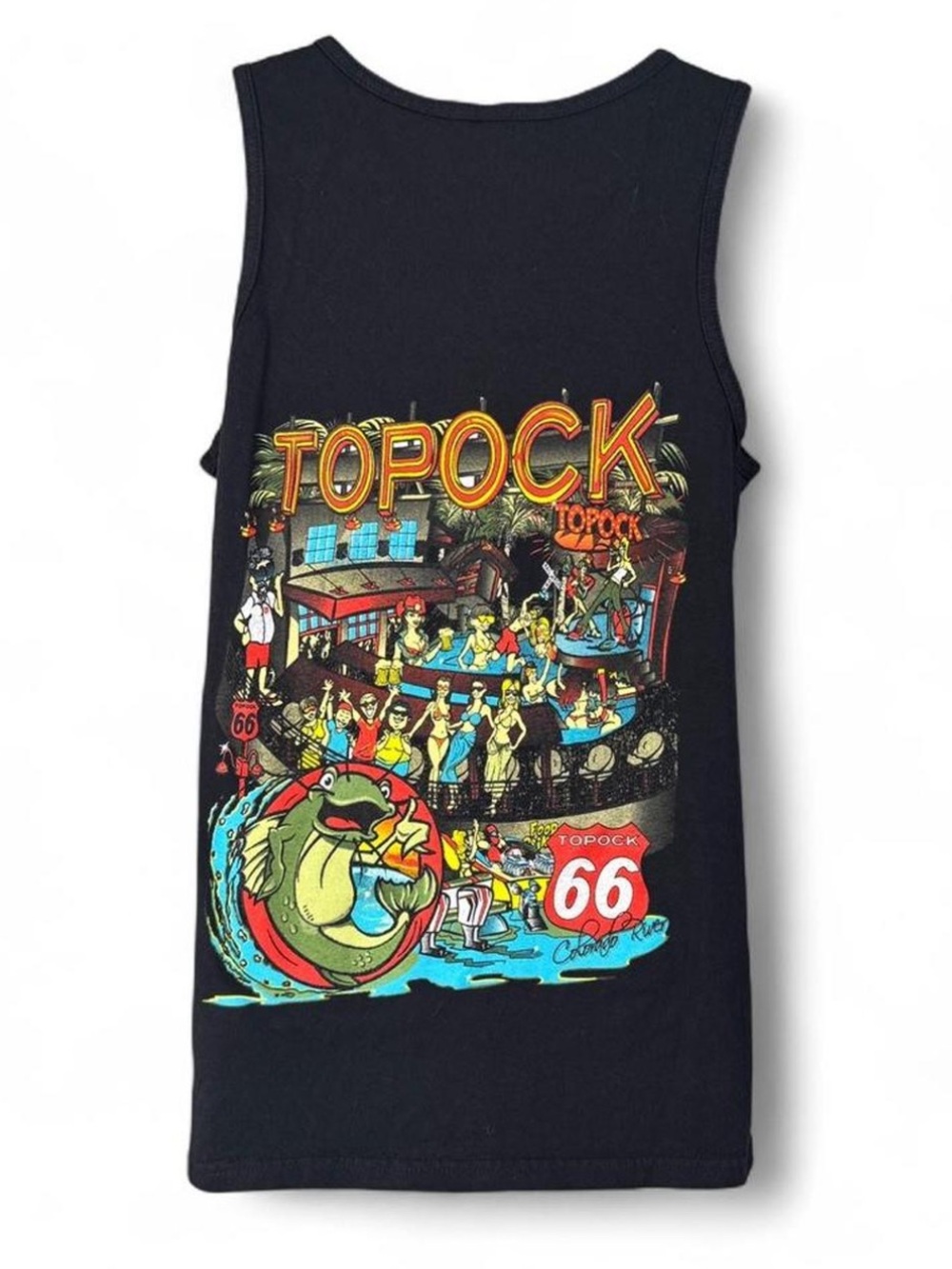 Vintage Topock 66 Colorado River Tank Top Black Route 66 Double Sided Frog Sz M